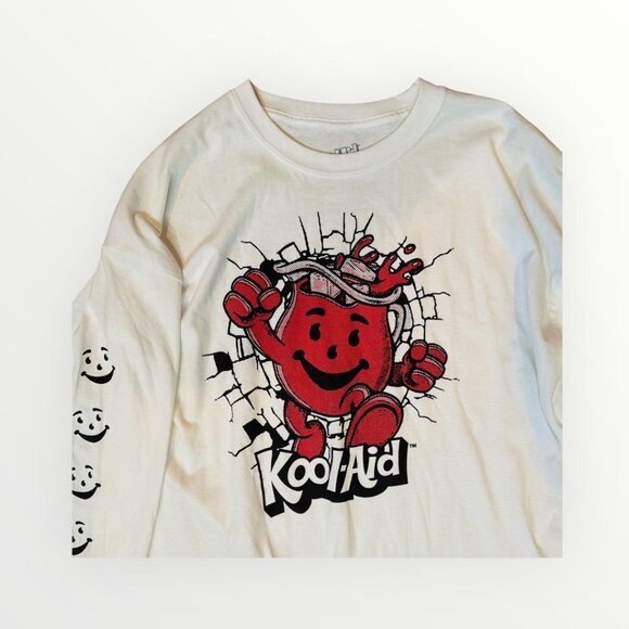 Kool-Aid Man Long Sleeve Graphic Tee XXL Cream Cotton Crewneck Retro Design - Picture 5 of 9